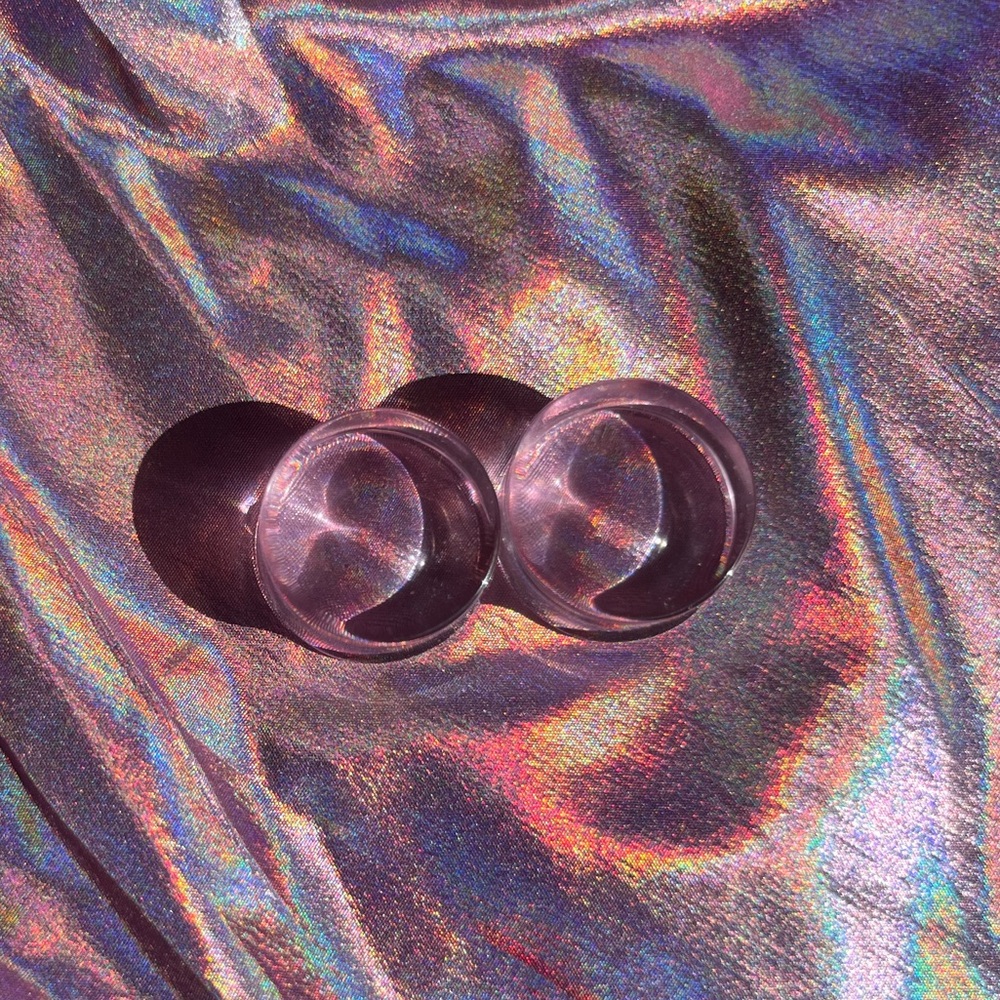 Tawapa Concave Light Pink Glass Plugs Double Flared 3/4” 19mm